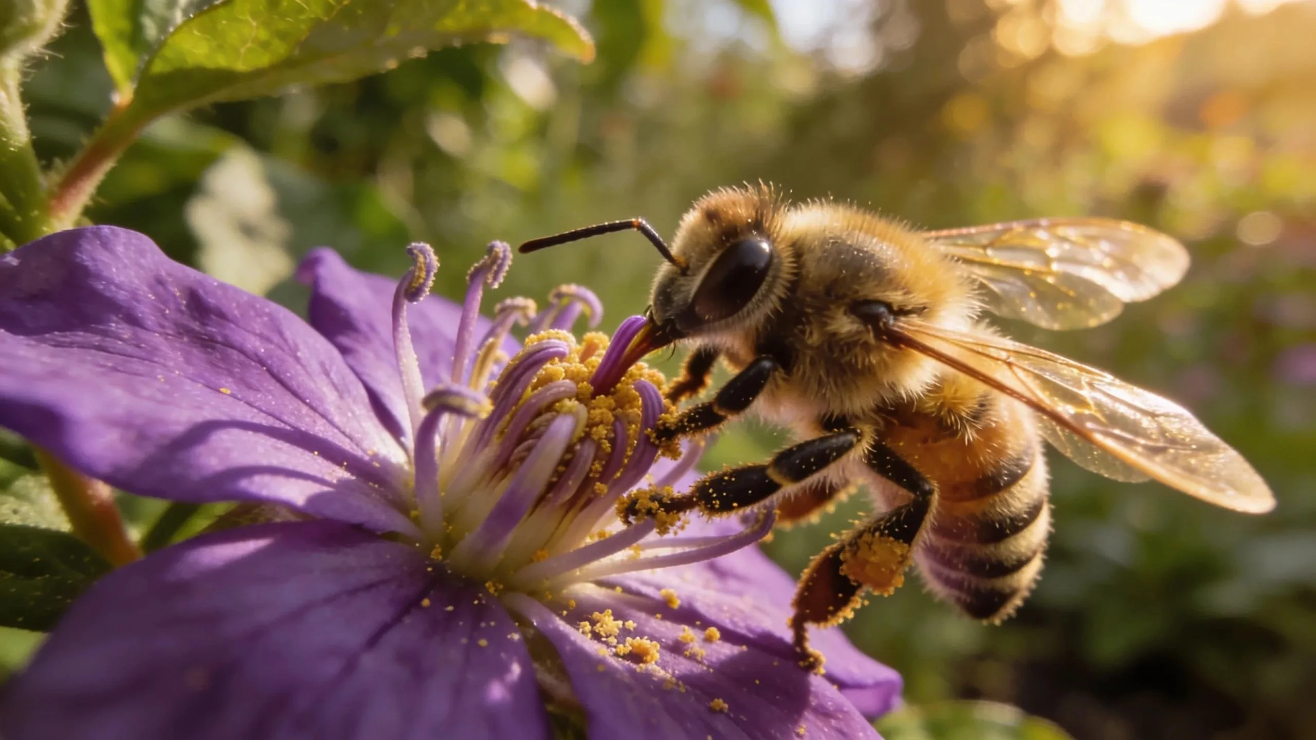 Bee pollinating a native flower, illustrating ecological benefits of native plants